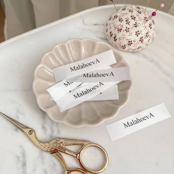 Сатиновые пришивные бирки